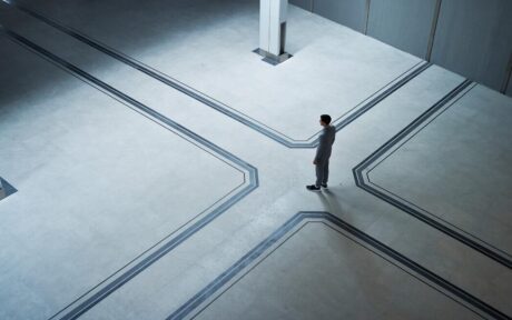 person thinking deeply about a decision