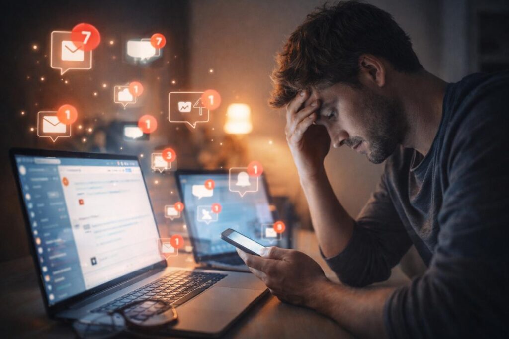 person distracted by digital devices